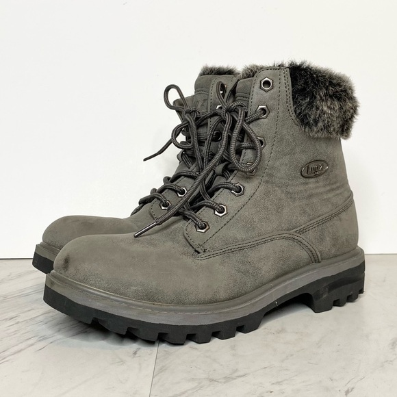 Lugz Empire Hi Faux Fur Gray Lace Up Boot 7.5 - Picture 1 of 12